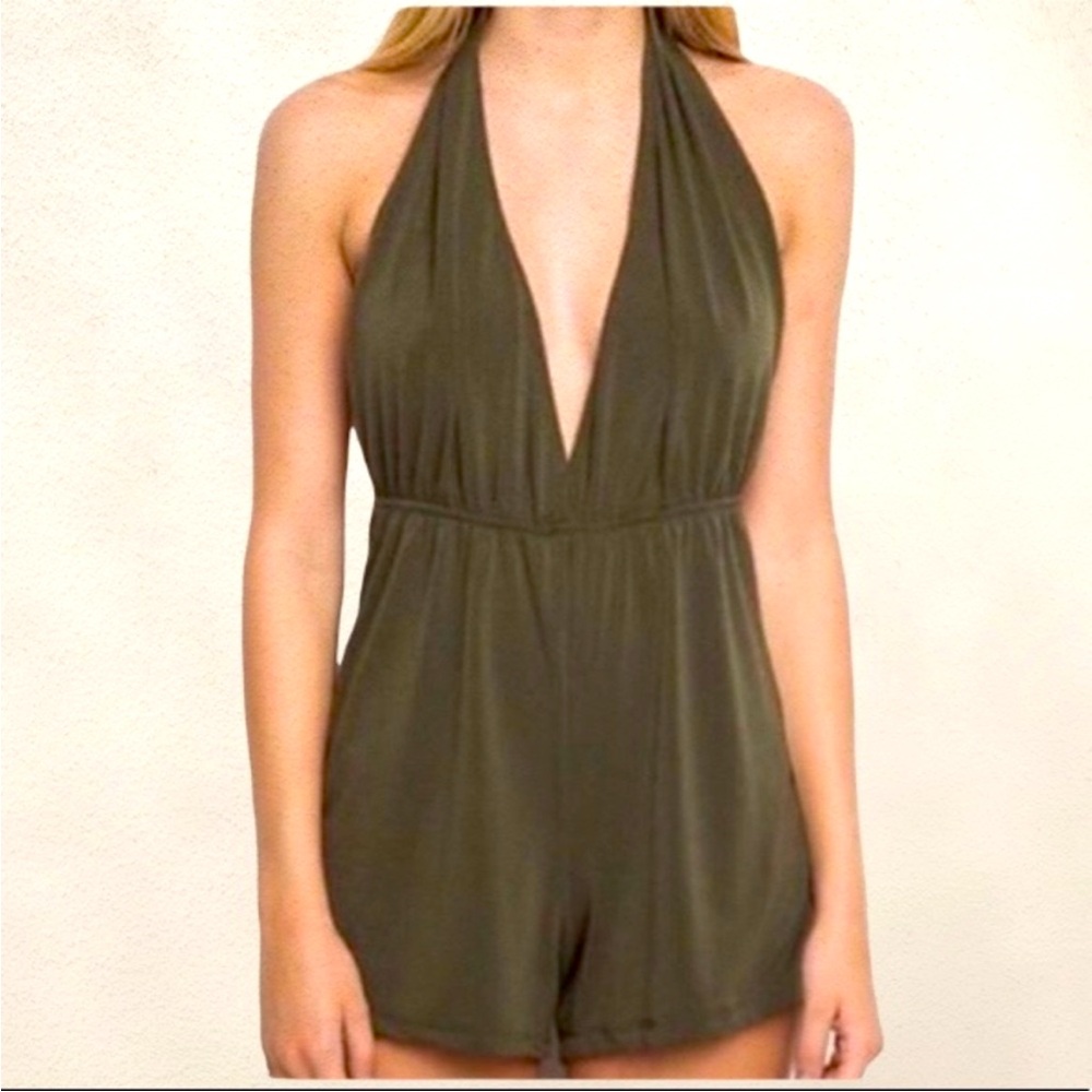 EUC Brandy Melville Olive Green Halter Romper